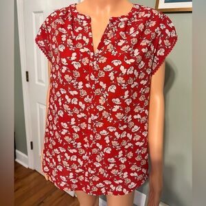 Fun 2 Fun Red Floral Blouse